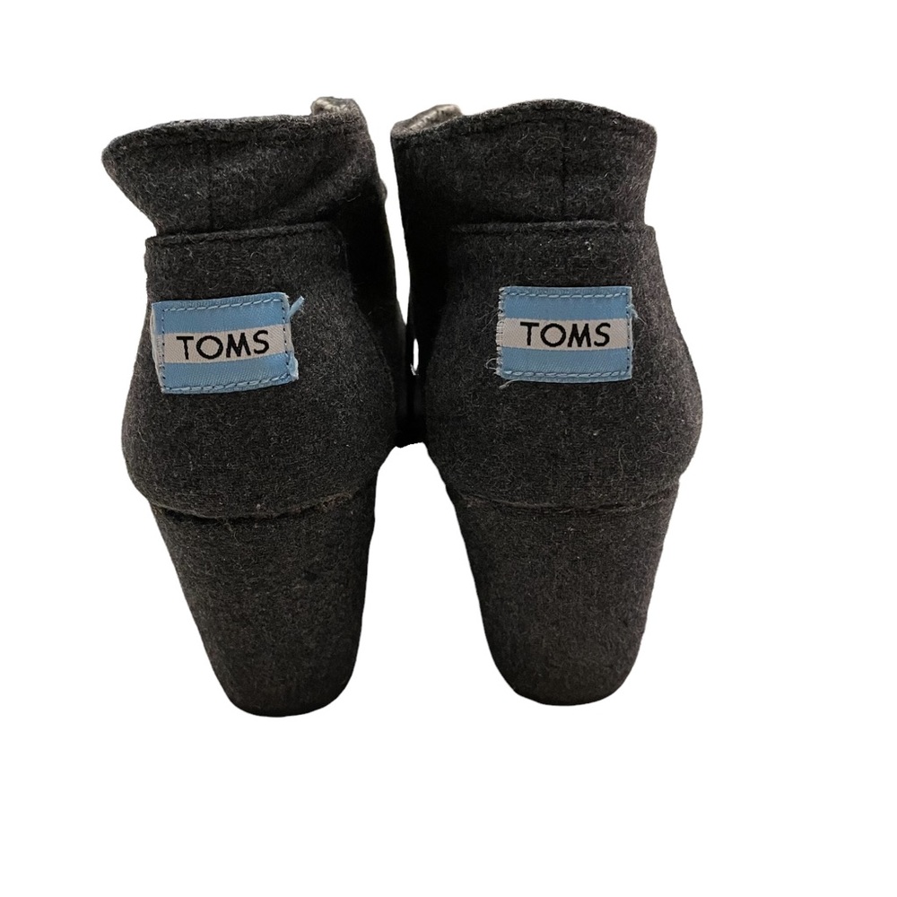 Toms Lace-up Gray Flannel Wedge Booties. Size 8.5 - Picture 4 of 9